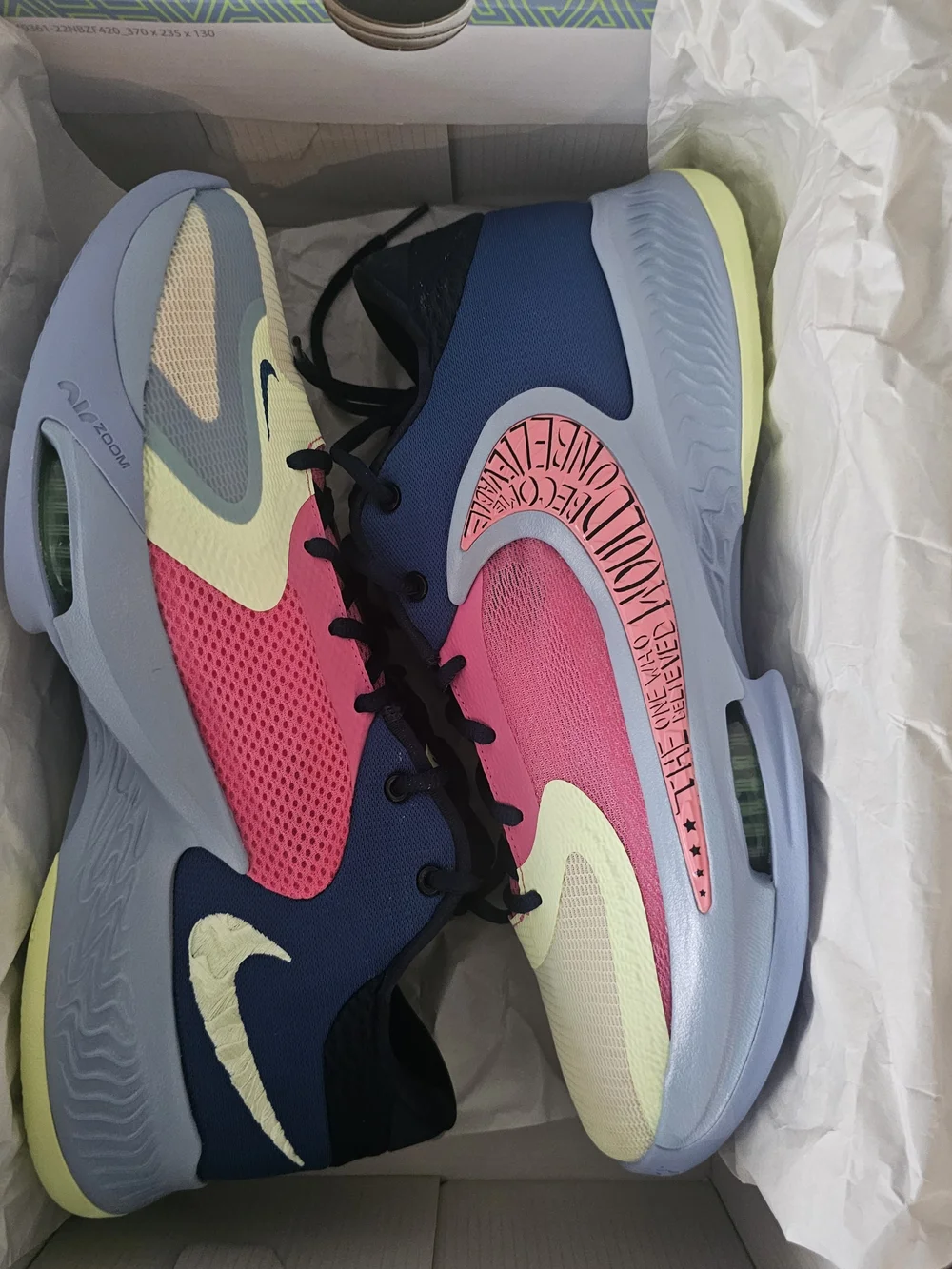 Men's Nike Freak 4 Basketball Shoes in Navy, Pink & Lemon